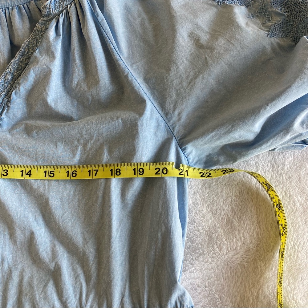 VELVET BY GRAHAM & SPENCER Chrissy Tonal Embroidery Chambray Dress | M - Picture 10 of 13